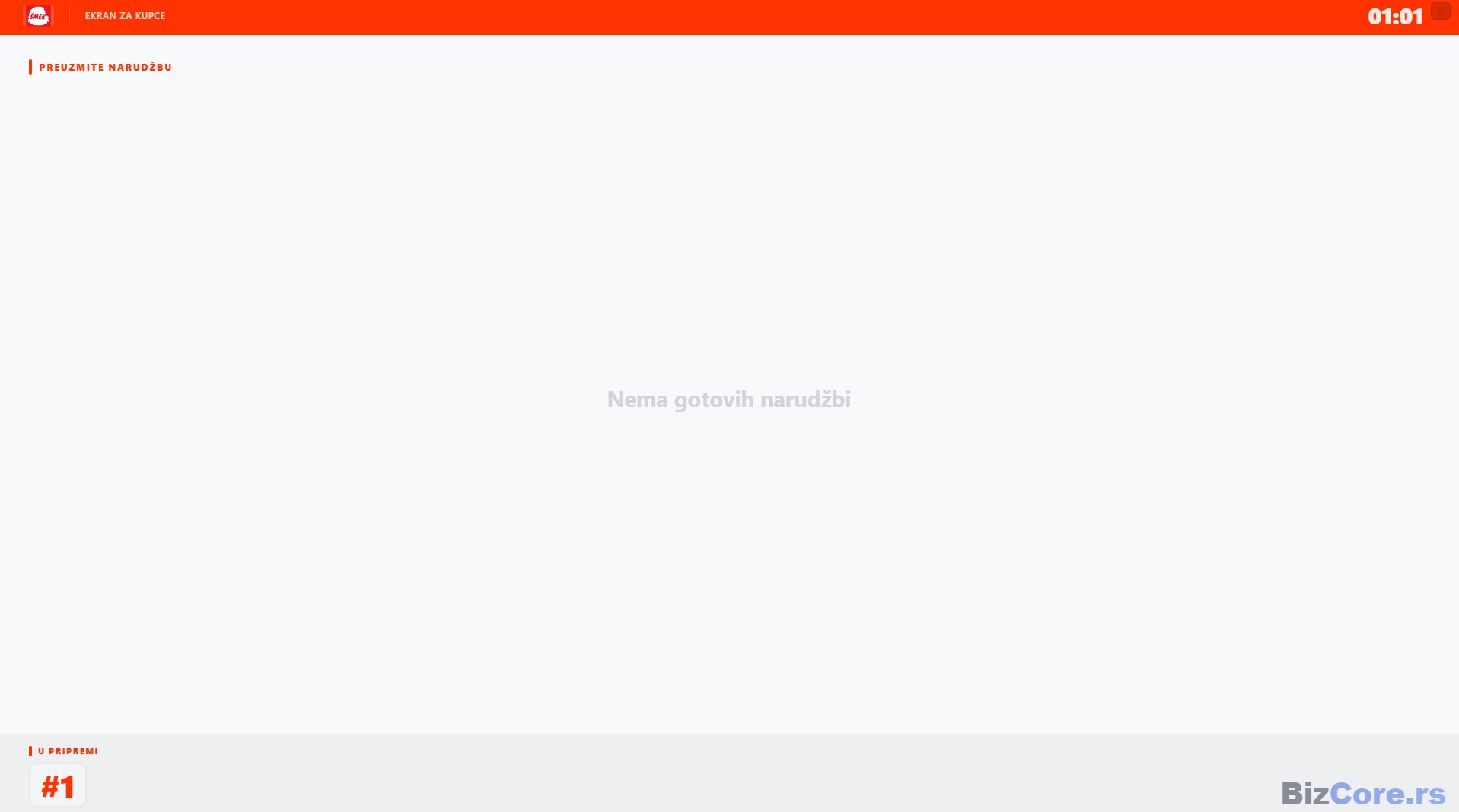 Displej za goste - porudžbina u pripremi