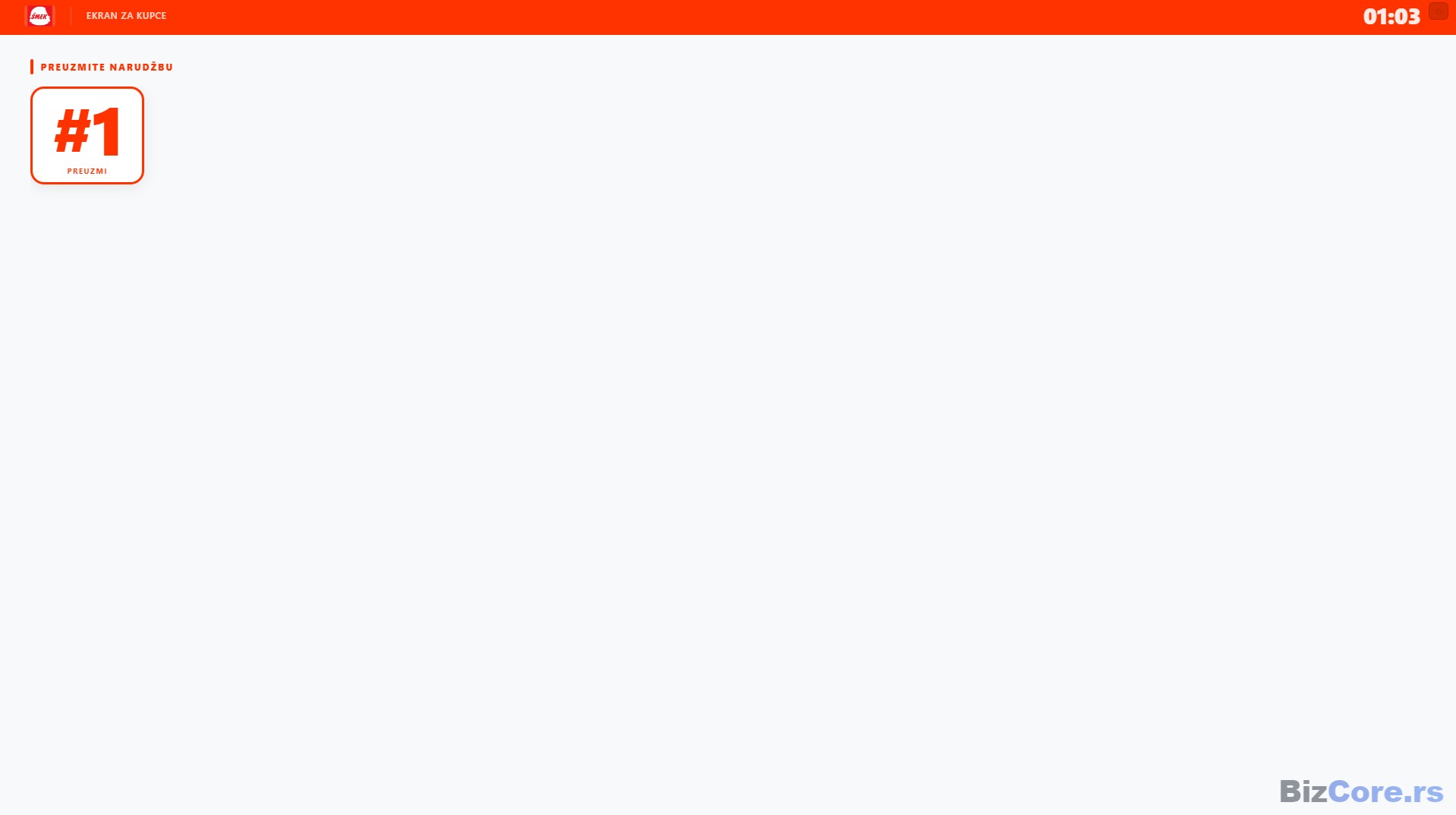 Displej za goste - broj gotove porudžbine